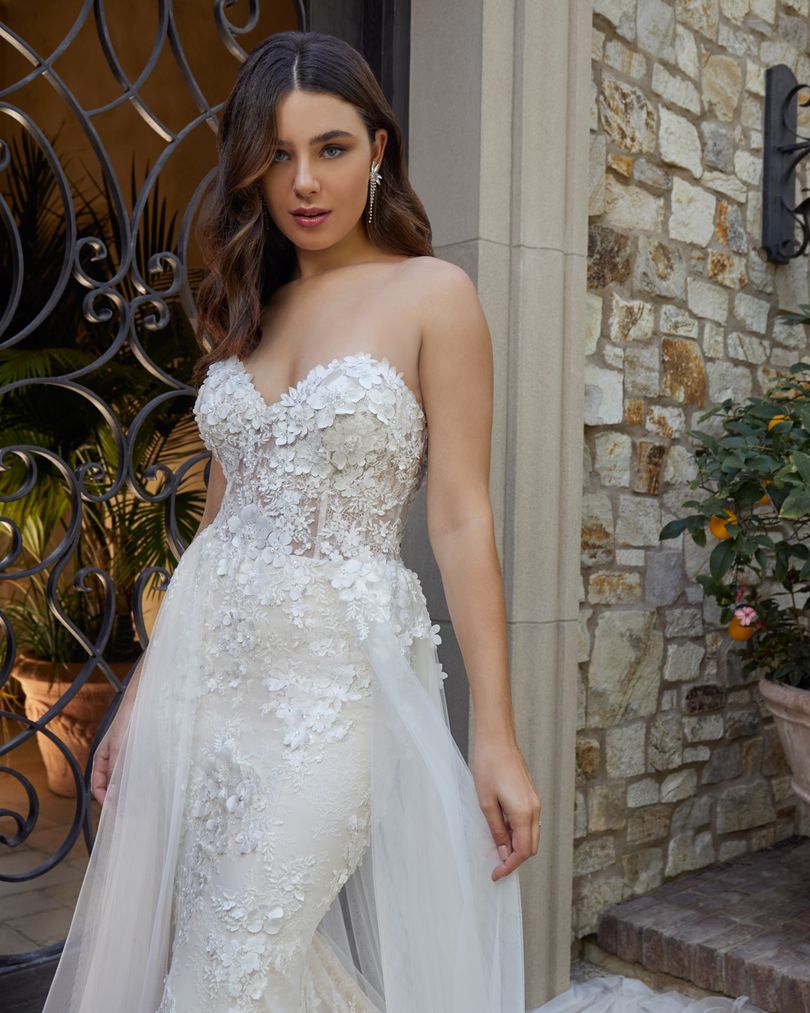 Strapless floral wedding dress top