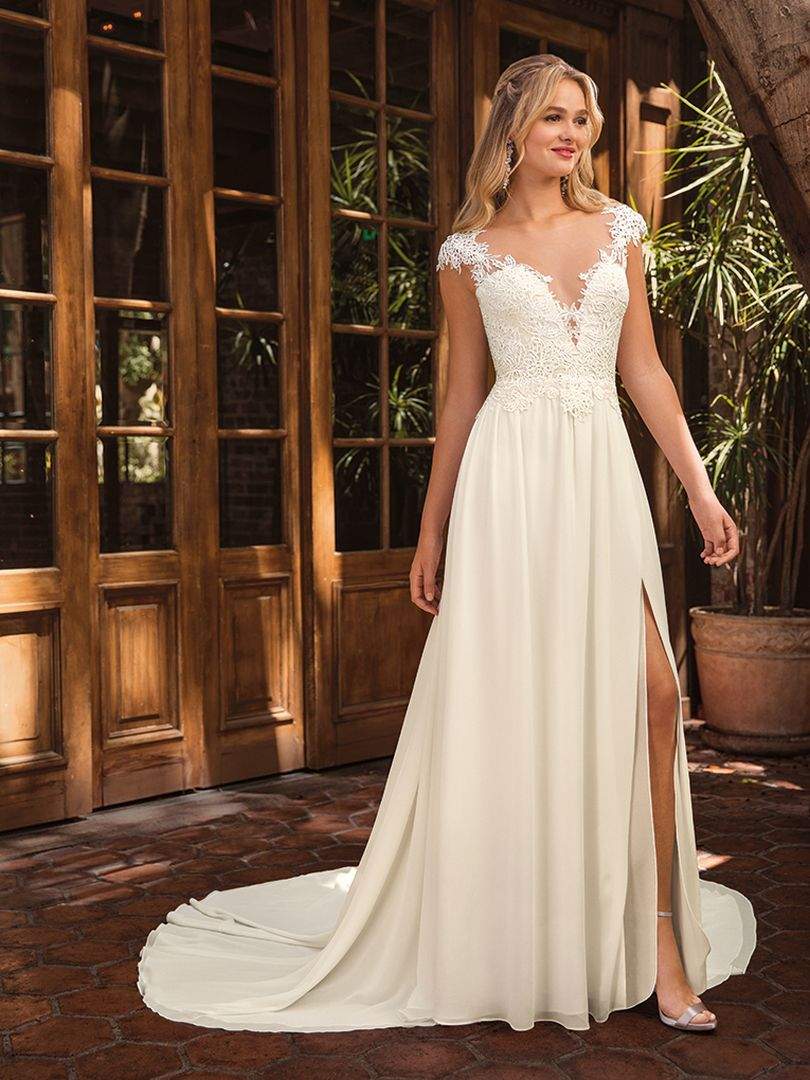 Tarek a simple long sleeve crepe sheath wedding dress - WED2B