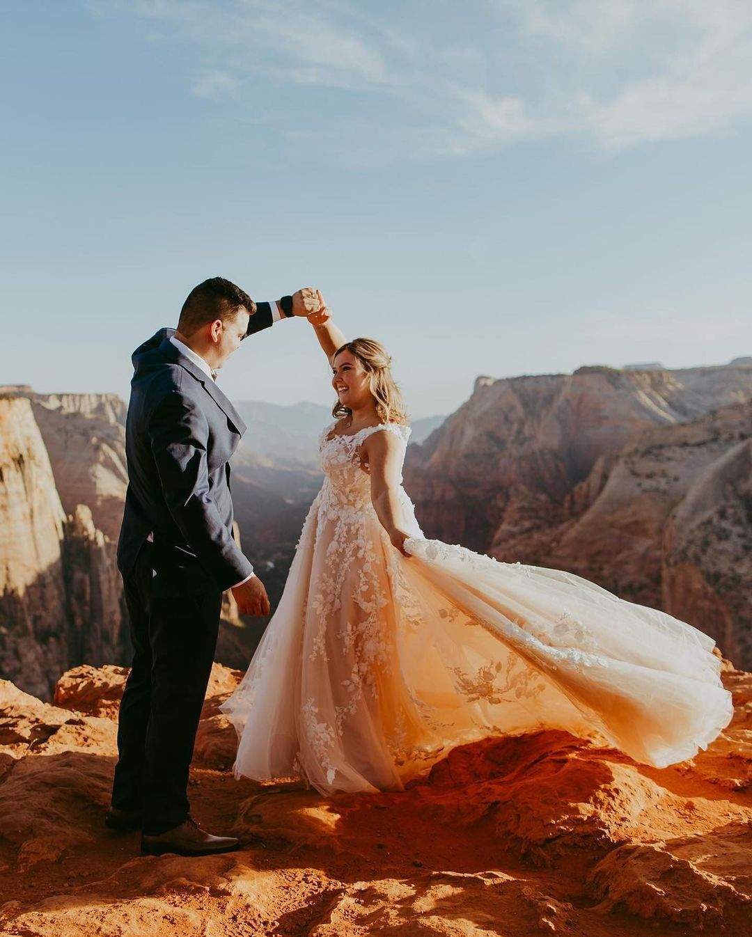 Casablanca Bridal Real Bride Huntar's Zion Elopement in 2406 Evelina