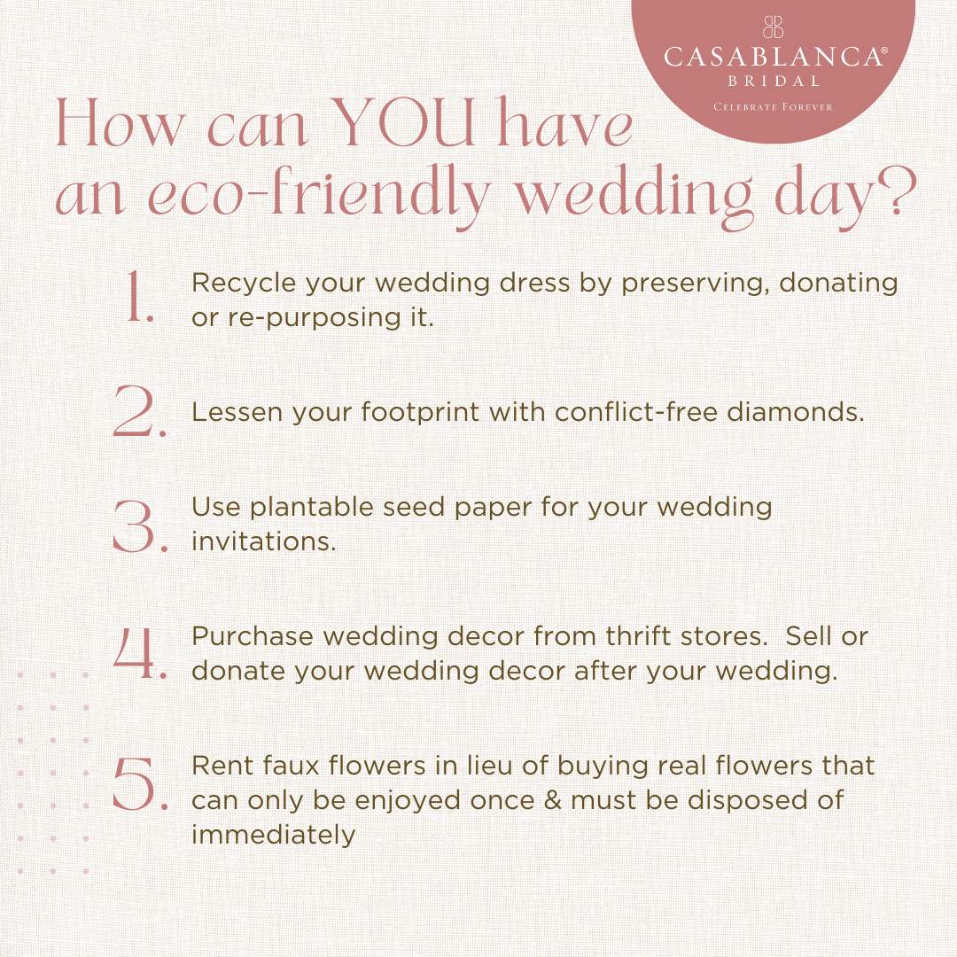 Casablanca Bridal Earth Day Sustainable Company Bridal