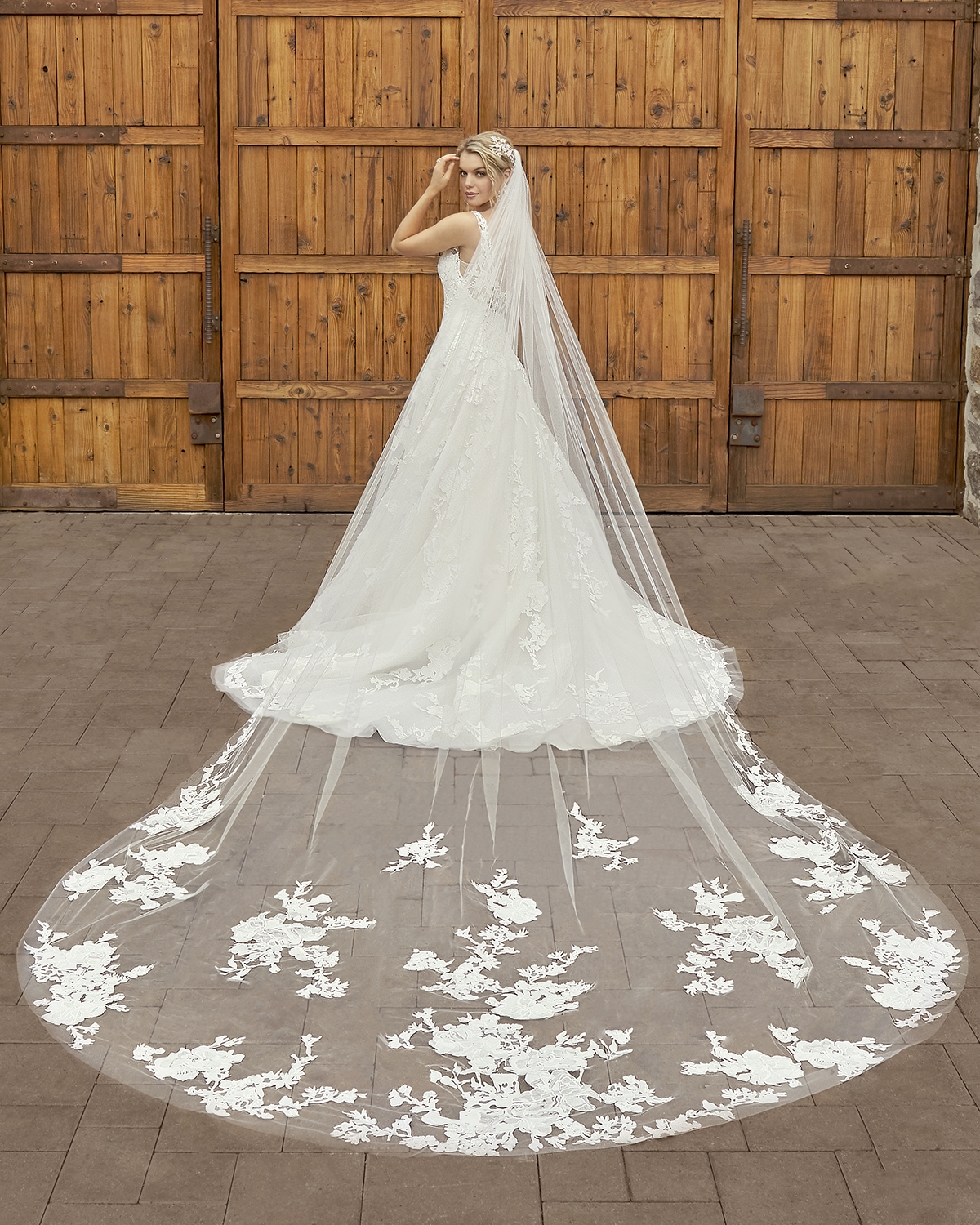 Cathedral Length Lace Veil by Casablanca Bridal